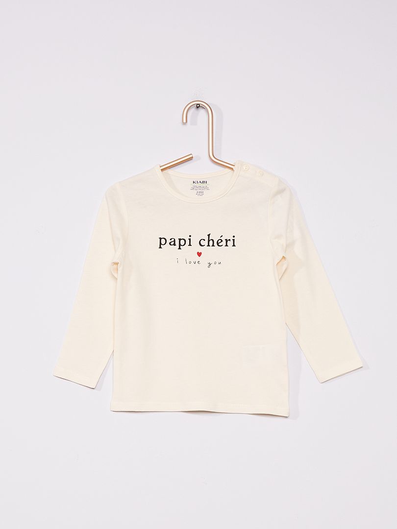 T-shirt imprimé en maille jersey écru papi - Kiabi
