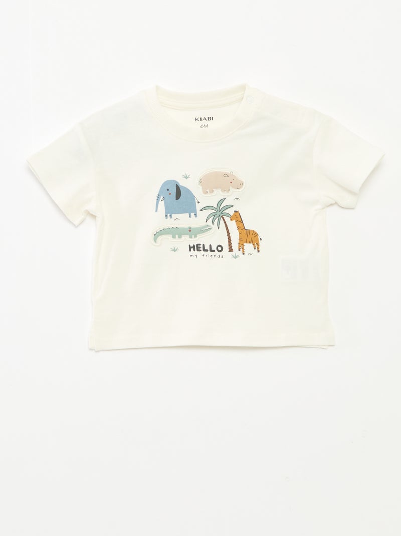 T-shirt imprimé en relief Blanc - Kiabi