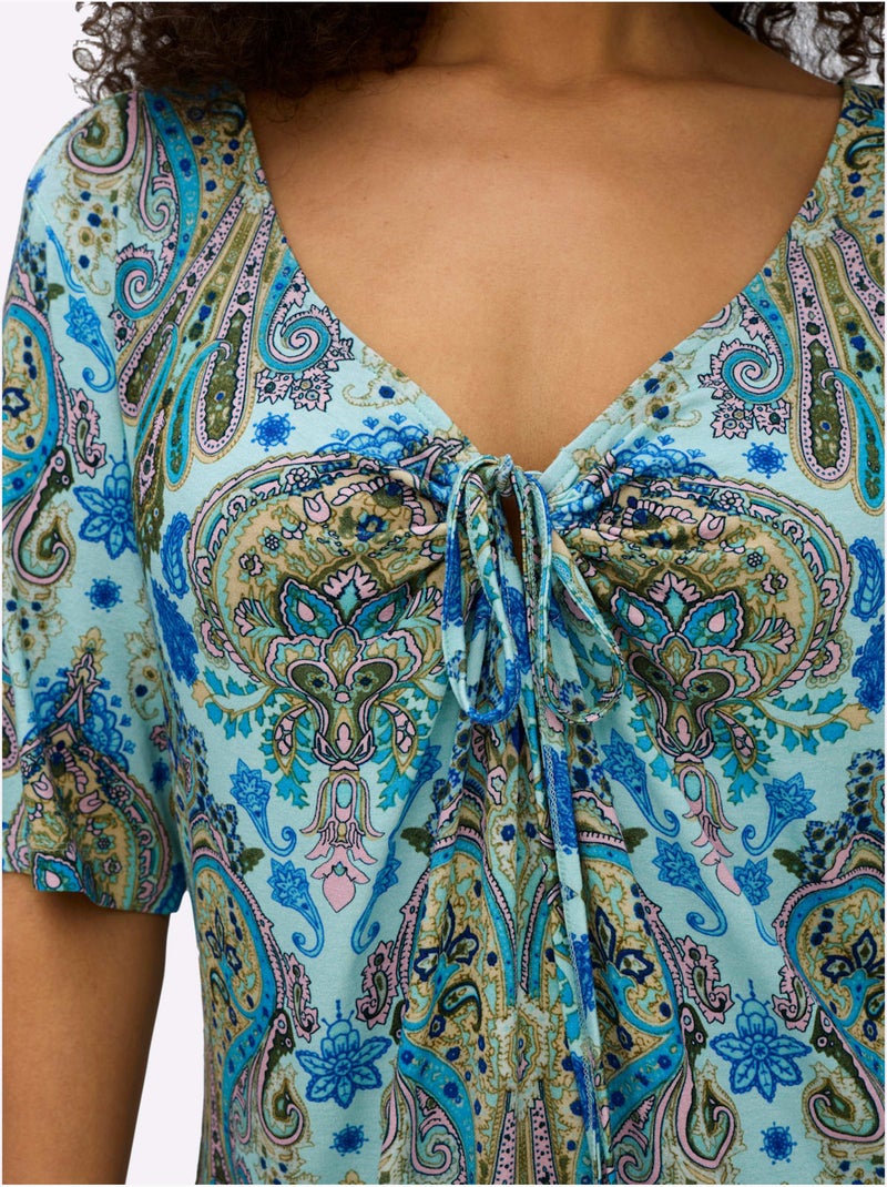 T-shirt Imprimé Encolure En Forme De Cœur - Taille Standard - Sheego Bleu Bleu - Kiabi