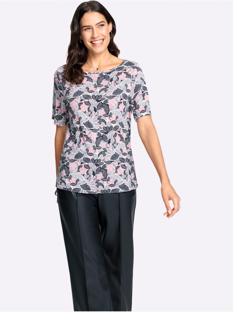 T-shirt Imprimé Encolure En U - Taille Standard - Witt Rose - Kiabi