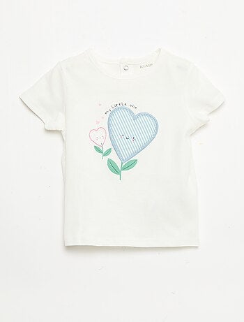 T-shirt imprimé et brodé à manches courtes