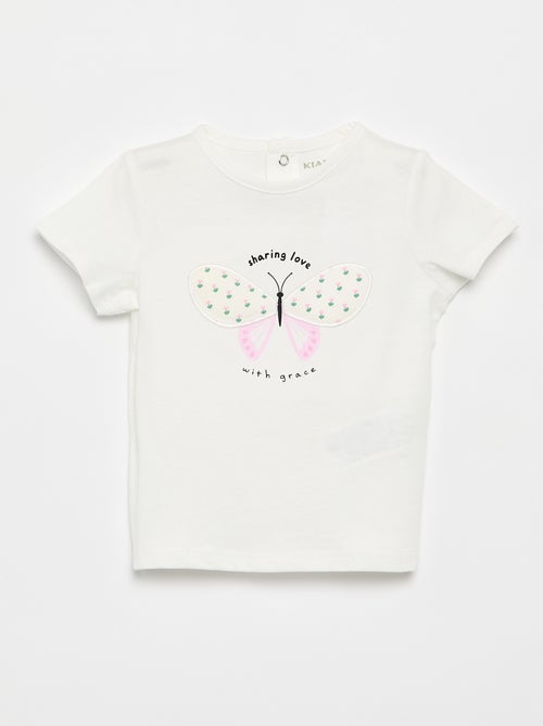 T-shirt imprimé et brodé à manches courtes - Kiabi
