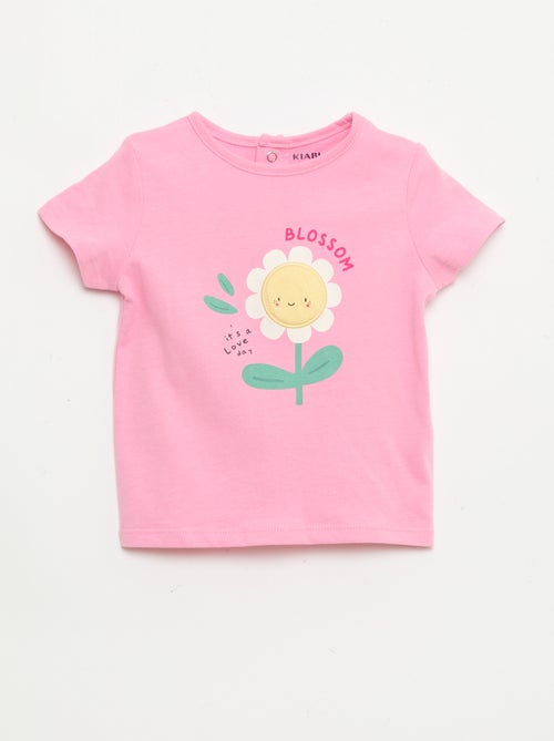 T-shirt imprimé et brodé à manches courtes - Kiabi