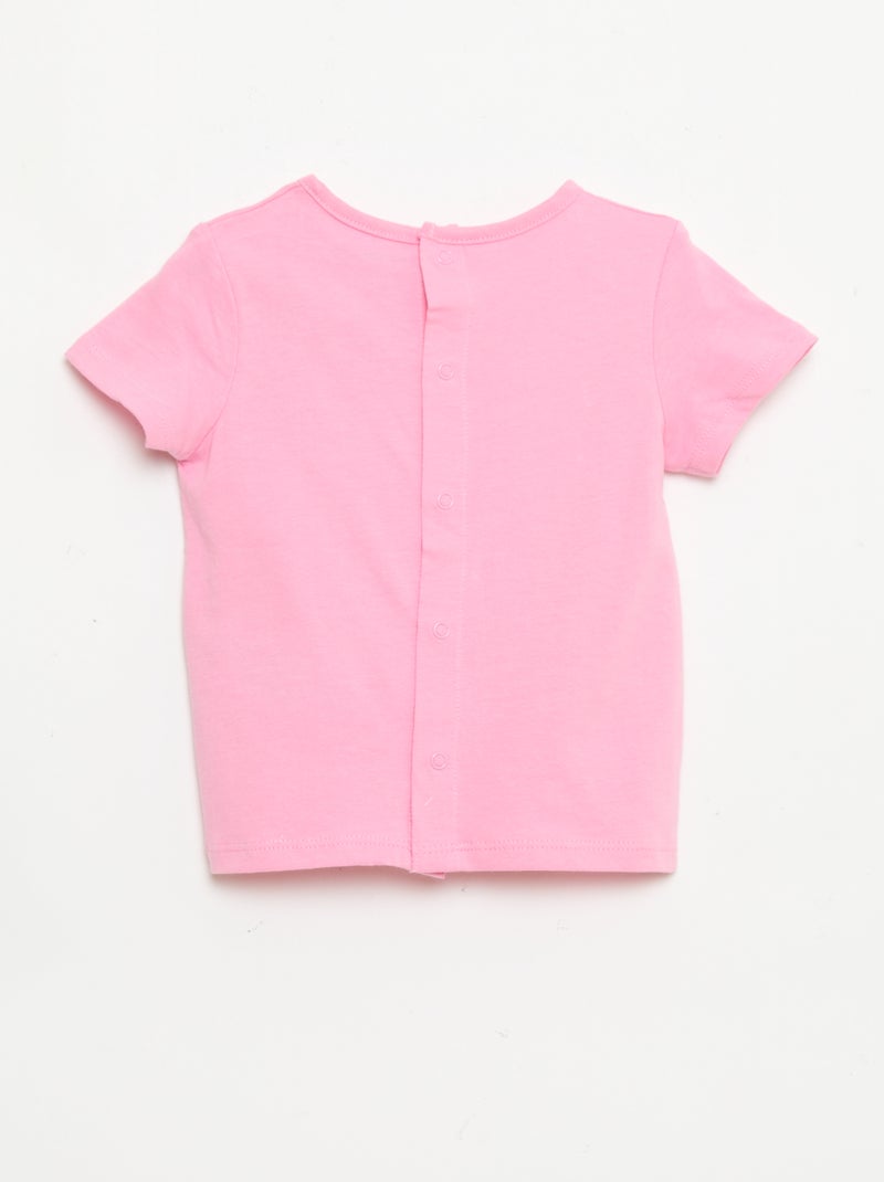 T-shirt imprimé et brodé à manches courtes Rose - Kiabi