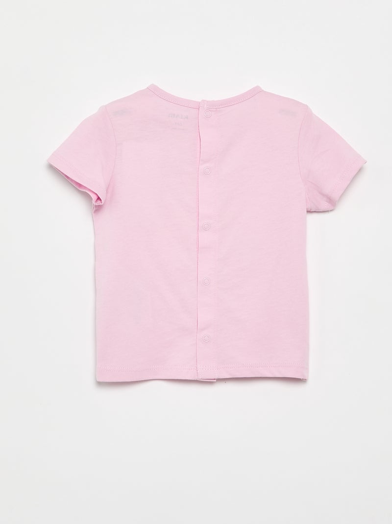 T-shirt imprimé et brodé à manches courtes Rose - Kiabi