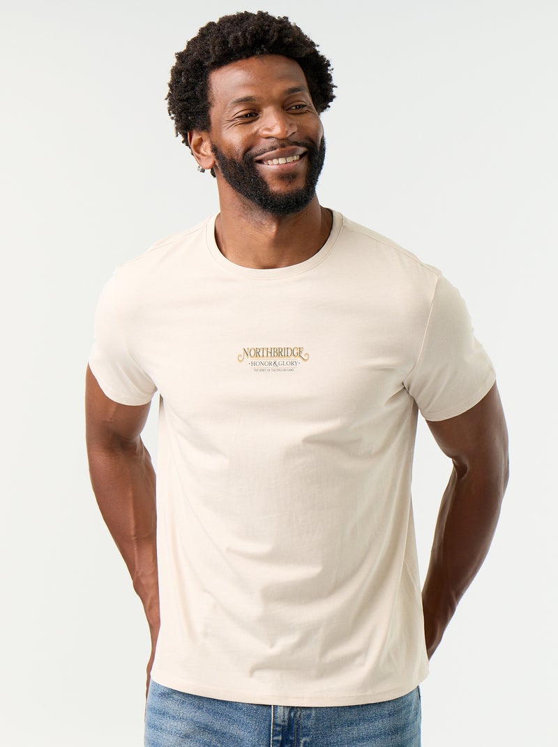 T-shirt imprimé fantaisie à manches courtes Beige - Kiabi