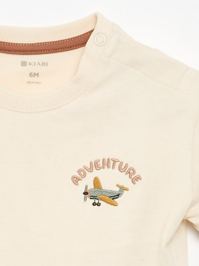 T-shirt imprimé fantaisie à manches courtes Beige - Kiabi