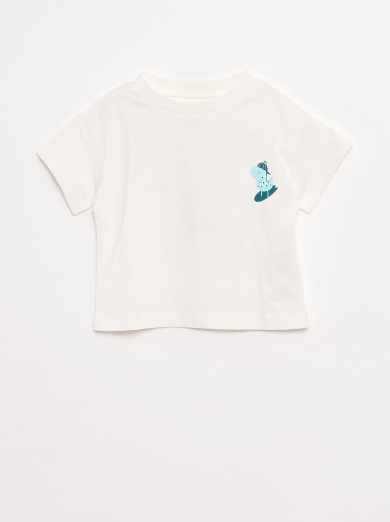 T-shirt imprimé fantaisie à manches courtes blanc - Kiabi
