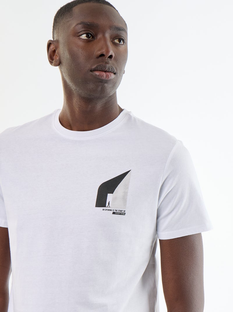 T-shirt imprimé fantaisie à manches courtes Blanc - Kiabi