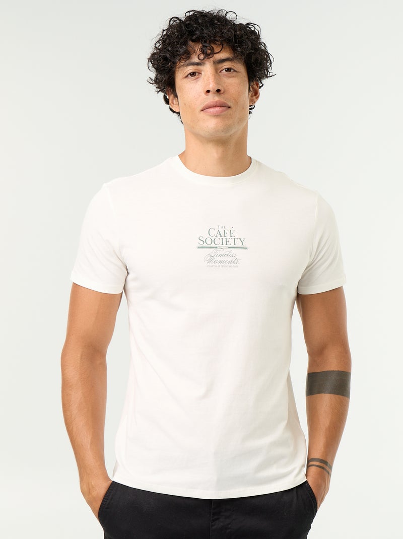 T-shirt imprimé fantaisie à manches courtes Blanc - Kiabi