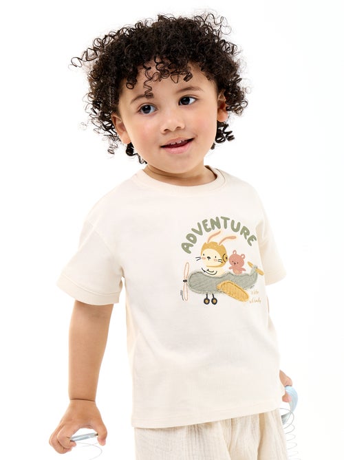 T-shirt imprimé fantaisie à manches courtes - Kiabi