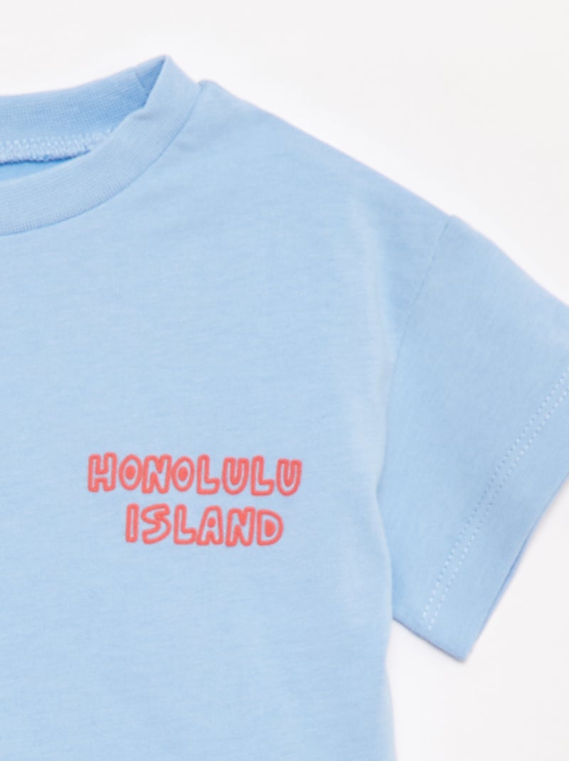 T-shirt imprimé fantaisie à manches courtes Bleu - Kiabi