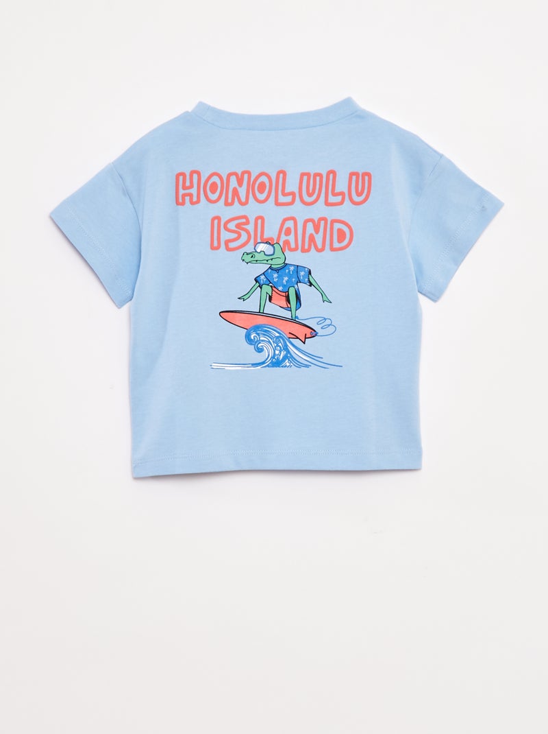 T-shirt imprimé fantaisie à manches courtes Bleu - Kiabi