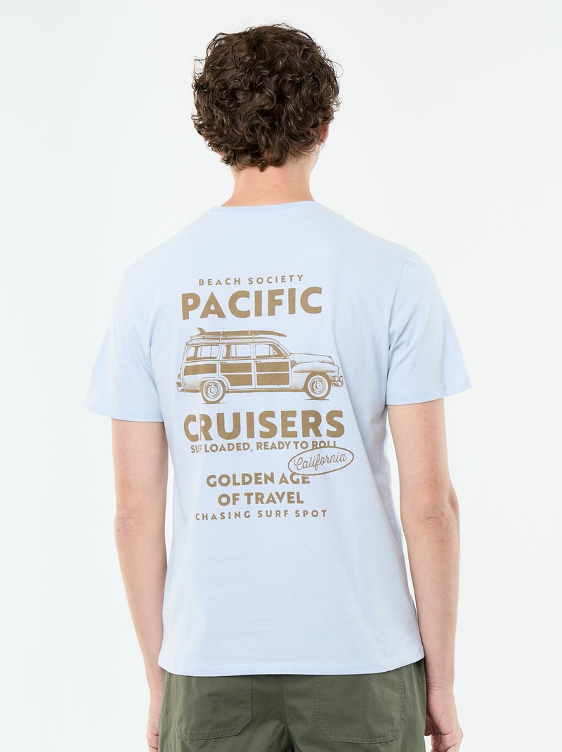 T-shirt imprimé fantaisie à manches courtes Bleu - Kiabi