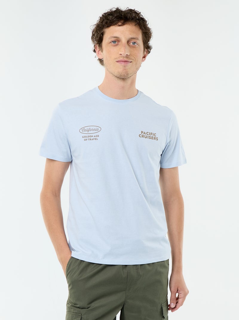 T-shirt imprimé fantaisie à manches courtes Bleu - Kiabi