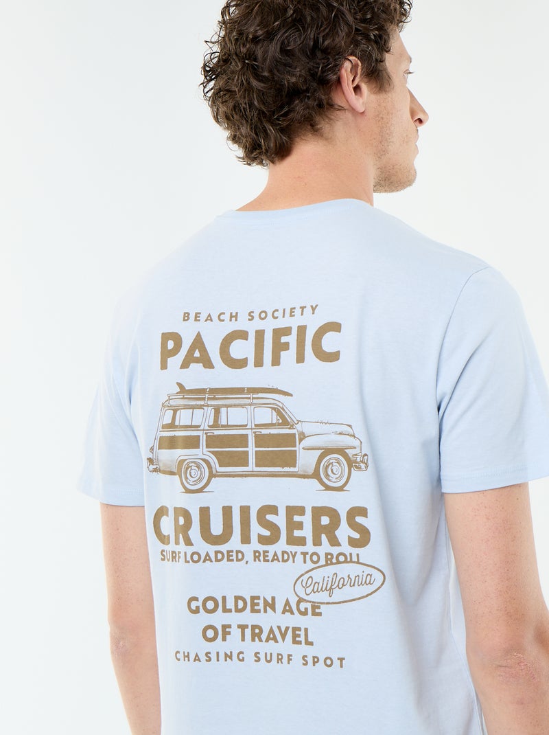 T-shirt imprimé fantaisie à manches courtes Bleu - Kiabi