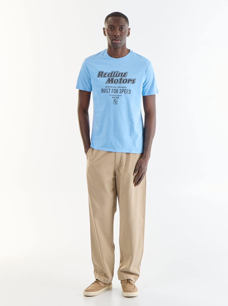 T-shirt imprimé fantaisie à manches courtes Bleu - Kiabi