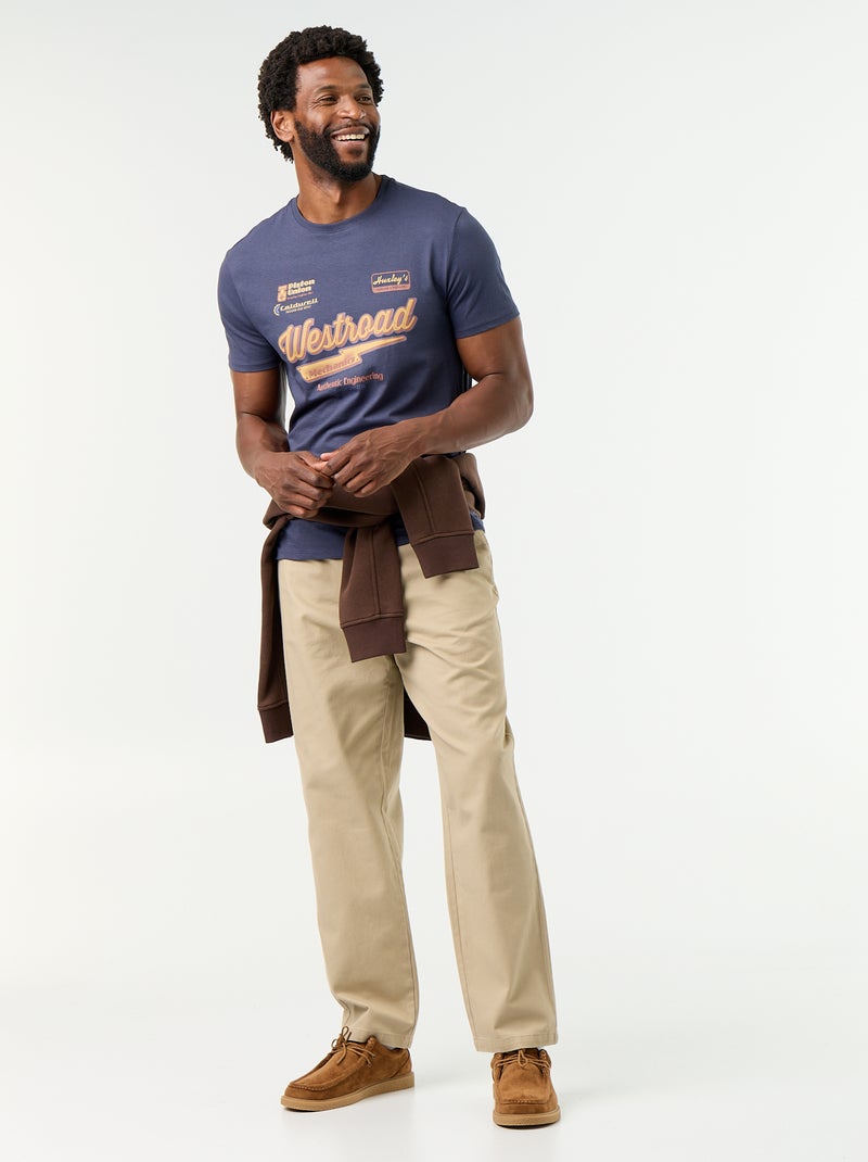T-shirt imprimé fantaisie à manches courtes Bleu - Kiabi