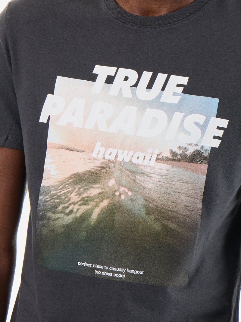 T-shirt imprimé fantaisie à manches courtes Gris - Kiabi