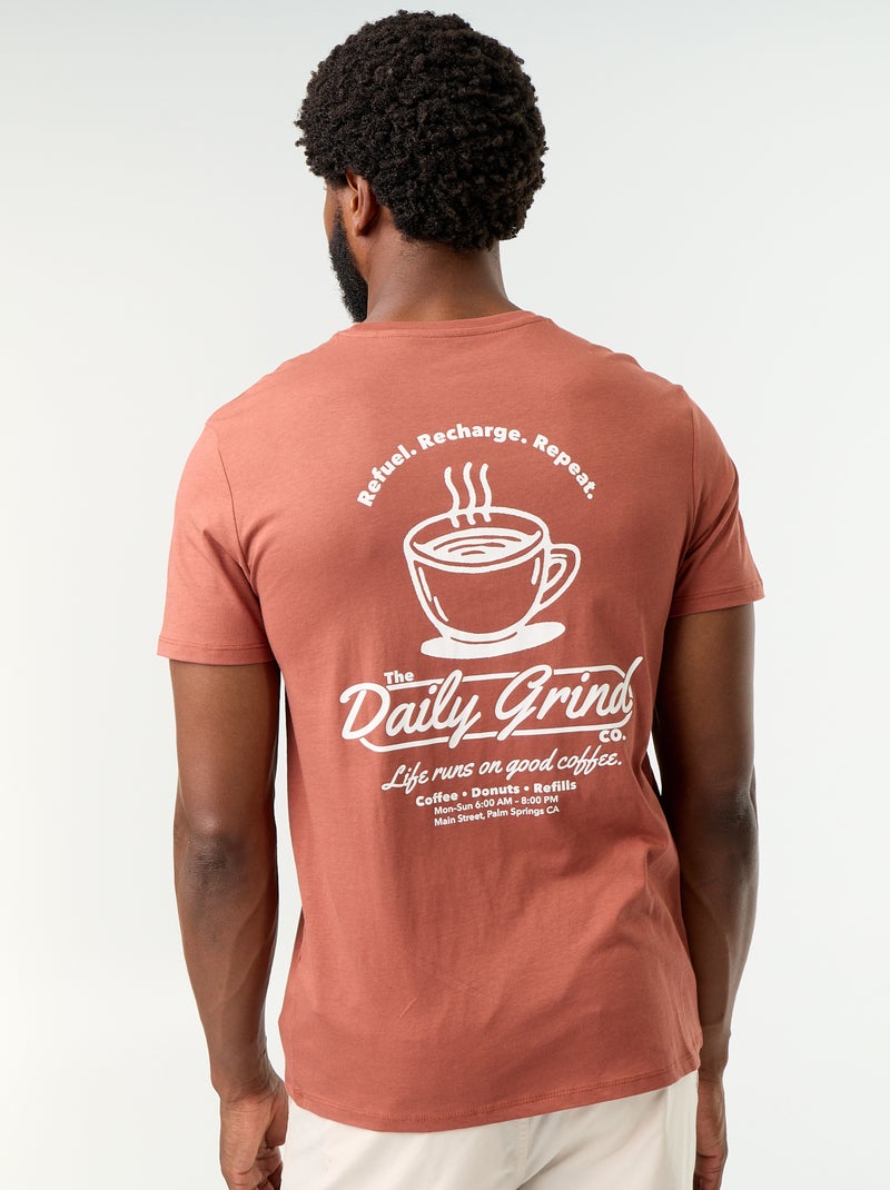 T-shirt imprimé fantaisie à manches courtes Marron - Kiabi