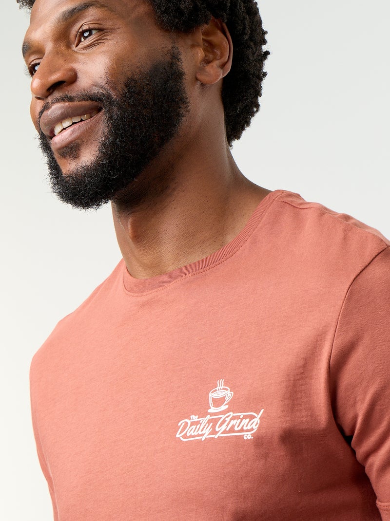 T-shirt imprimé fantaisie à manches courtes Marron - Kiabi