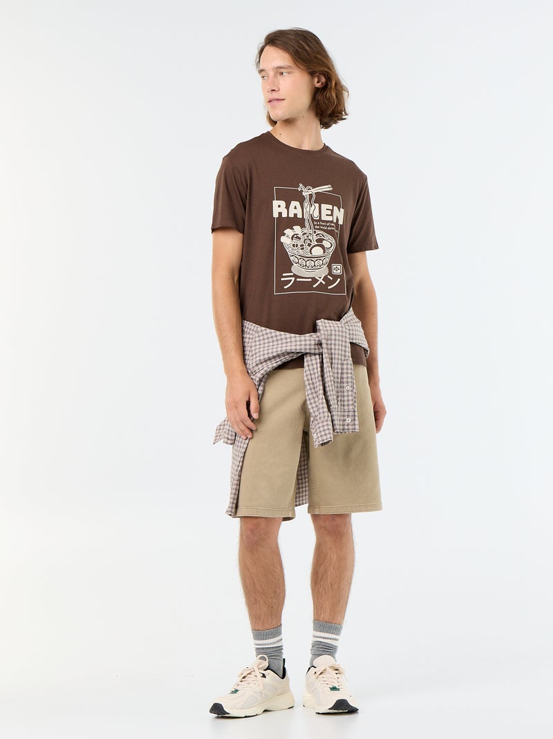 T-shirt imprimé fantaisie à manches courtes Marron - Kiabi
