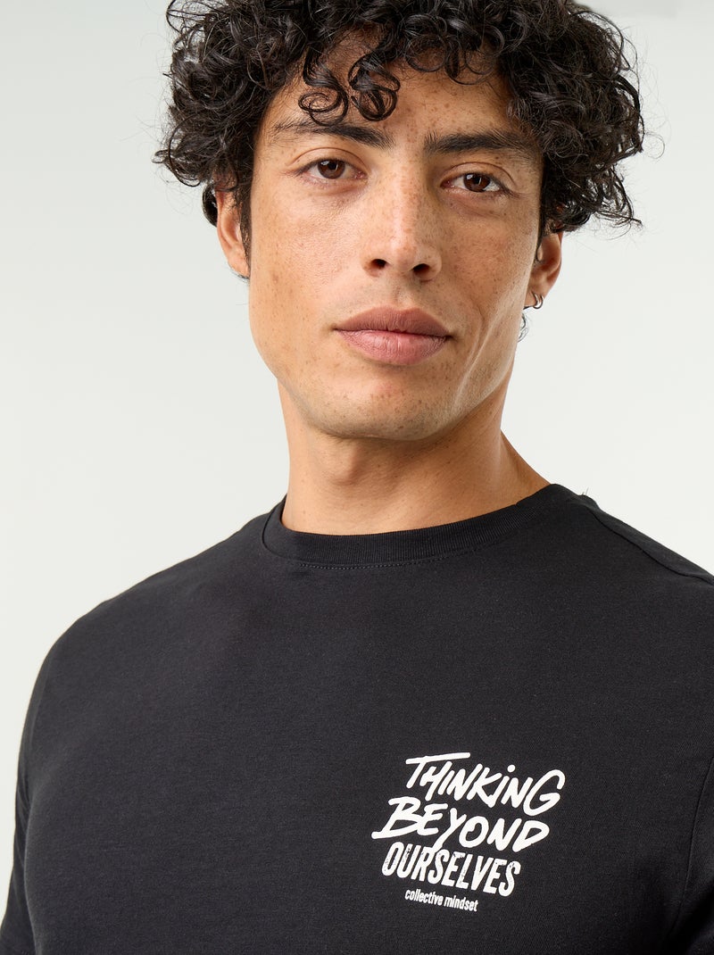 T-shirt imprimé fantaisie à manches courtes Noir - Kiabi