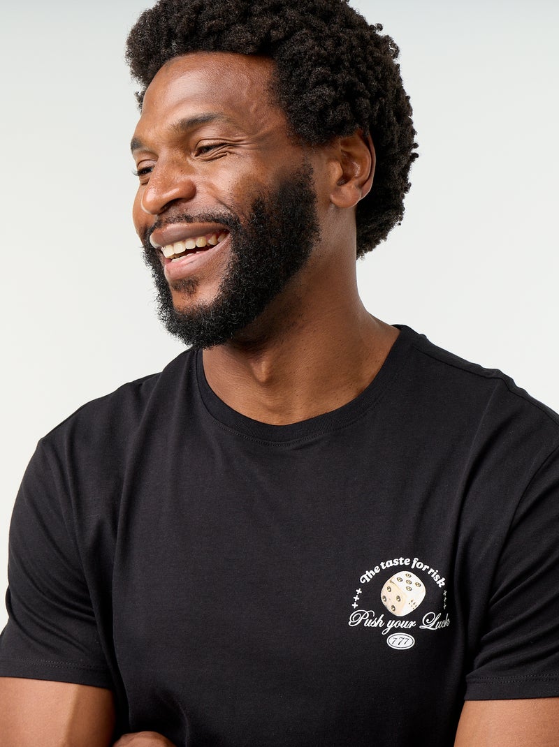 T-shirt imprimé fantaisie à manches courtes Noir - Kiabi