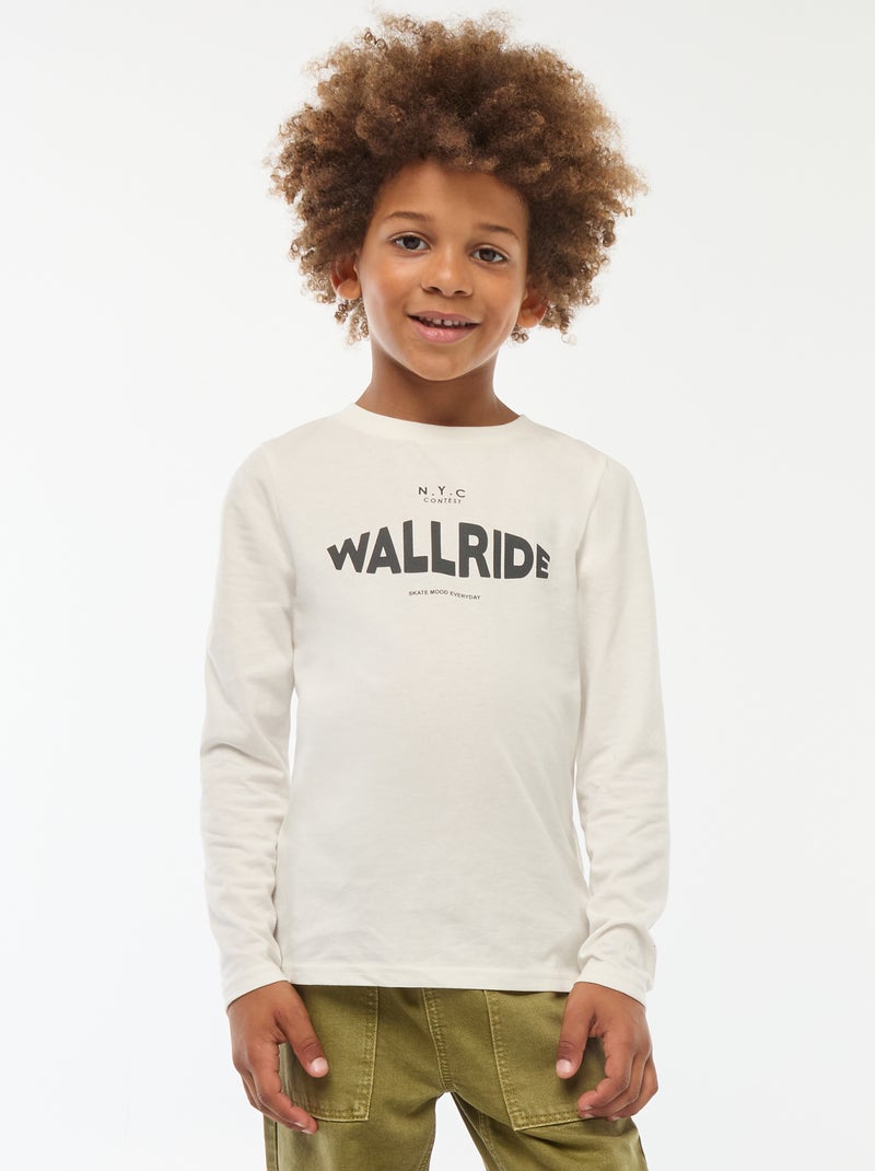 T-shirt imprimé fantaisie à manches longues Blanc - Kiabi