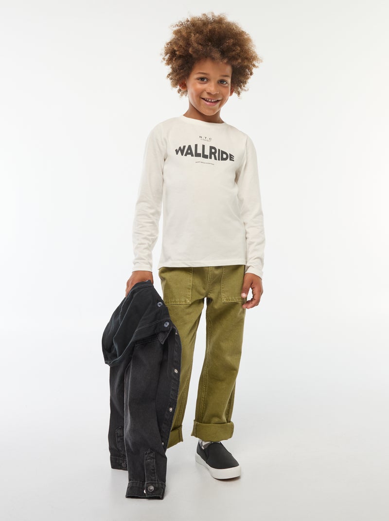 T-shirt imprimé fantaisie à manches longues Blanc - Kiabi