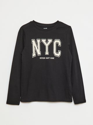 T-shirt imprimé fantaisie à manches longues