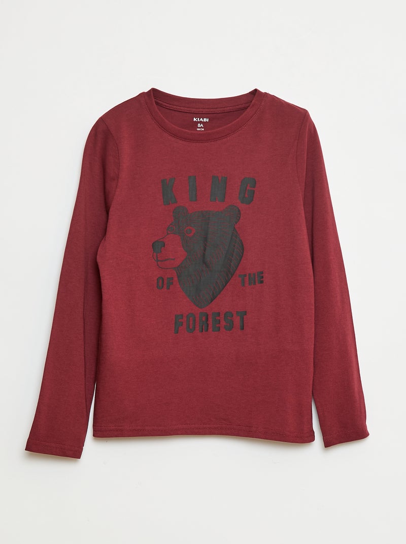 T-shirt imprimé fantaisie à manches longues Rouge - Kiabi