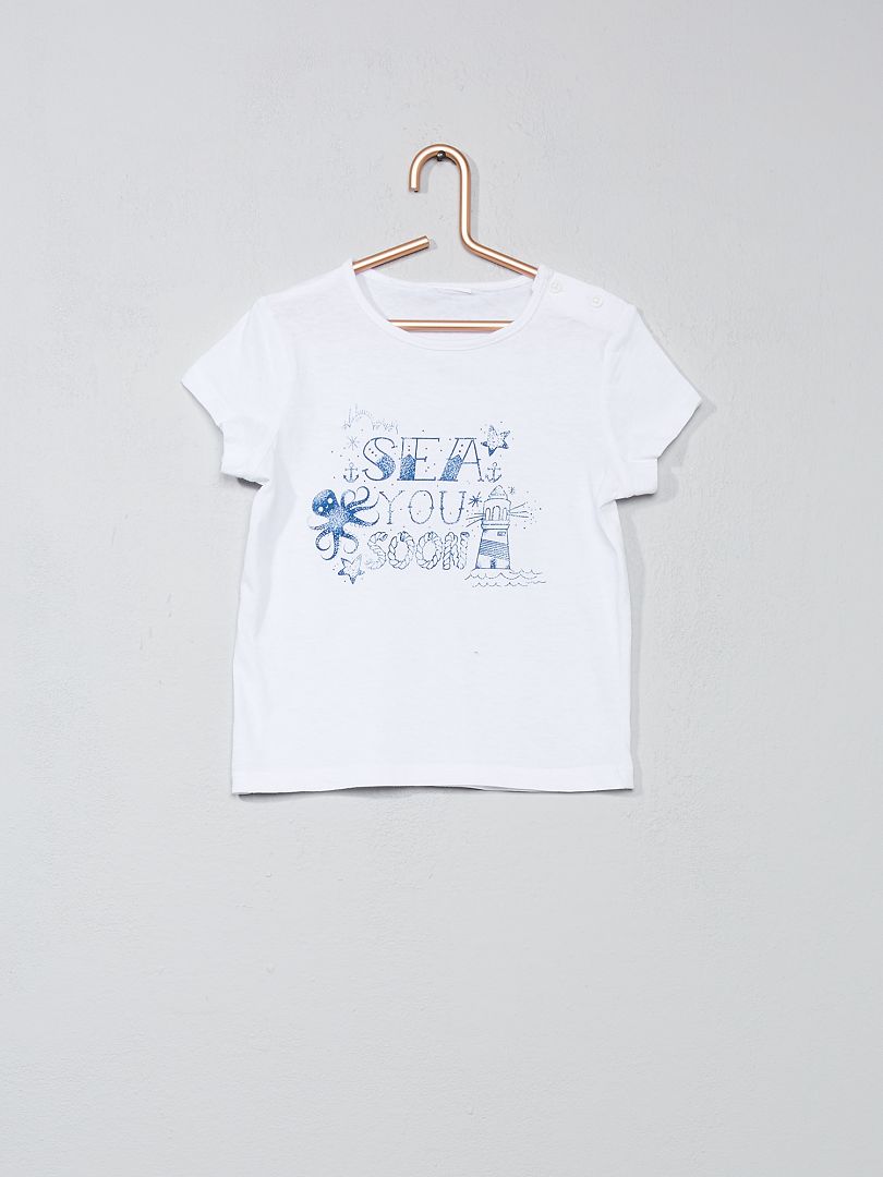 T-shirt imprimé fantaisie blanc - Kiabi