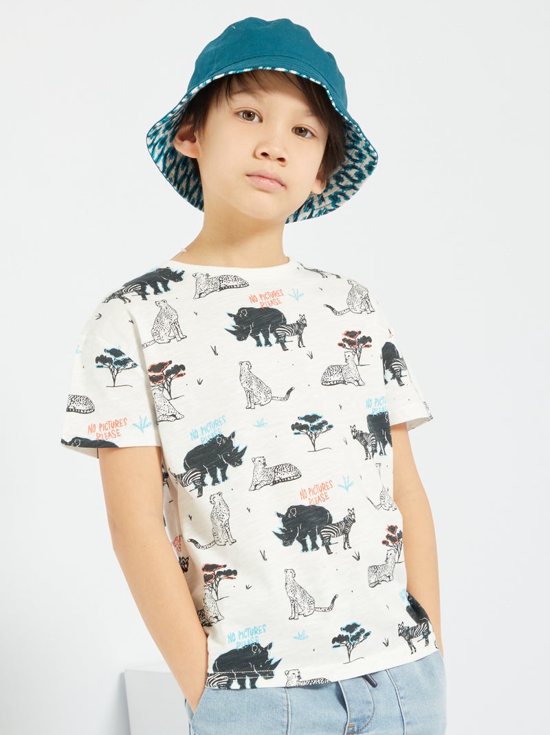 T-shirt imprimé fantaisie blanc - Kiabi