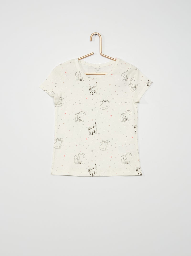 T-shirt imprimé fantaisie blanc - Kiabi