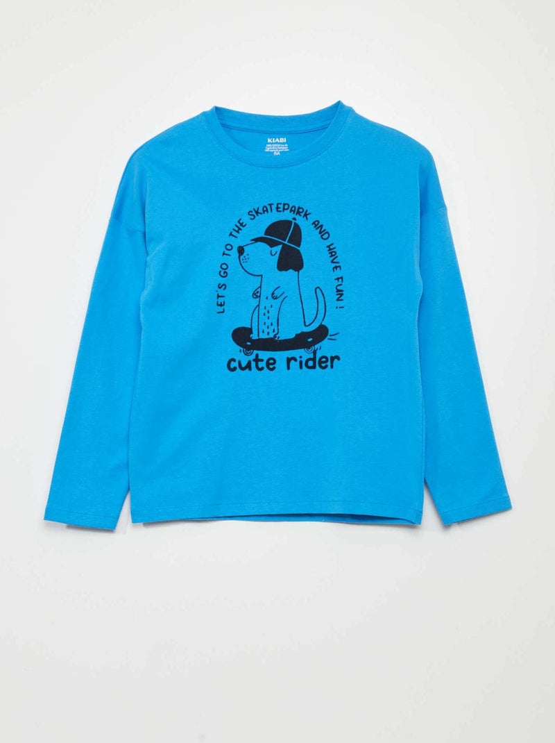 T-shirt imprimé fantaisie Bleu - Kiabi
