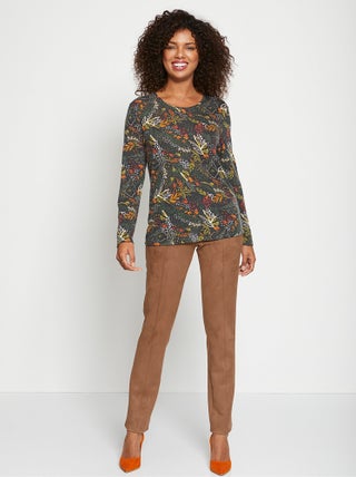 T-shirt imprimé fantaisie encolure ronde
