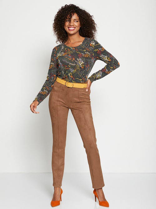 T-shirt imprimé fantaisie encolure ronde - Kiabi