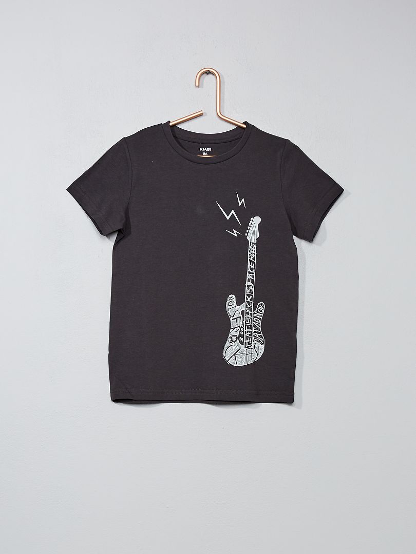 T-shirt imprimé fantaisie gris foncé - Kiabi