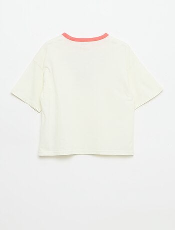 T-shirt imprimé fantaisie manches courtes avec biais contrastants