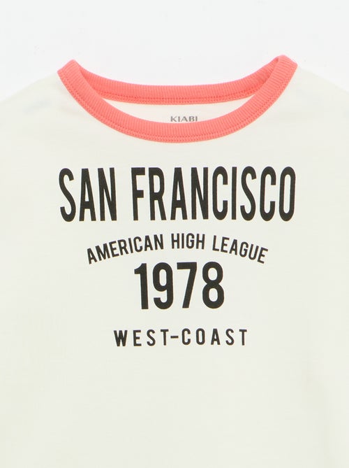 T-shirt imprimé fantaisie manches courtes avec biais contrastants - Kiabi