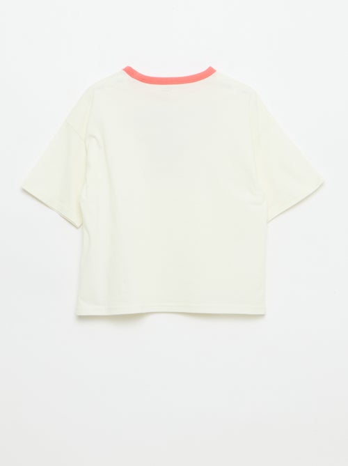 T-shirt imprimé fantaisie manches courtes avec biais contrastants - Kiabi