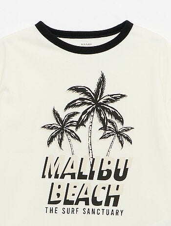 T-shirt imprimé fantaisie manches courtes avec biais contrastants