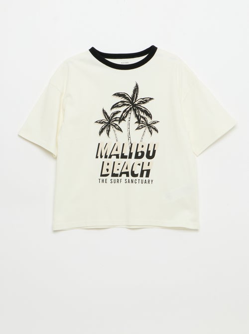 T-shirt imprimé fantaisie manches courtes avec biais contrastants - Kiabi
