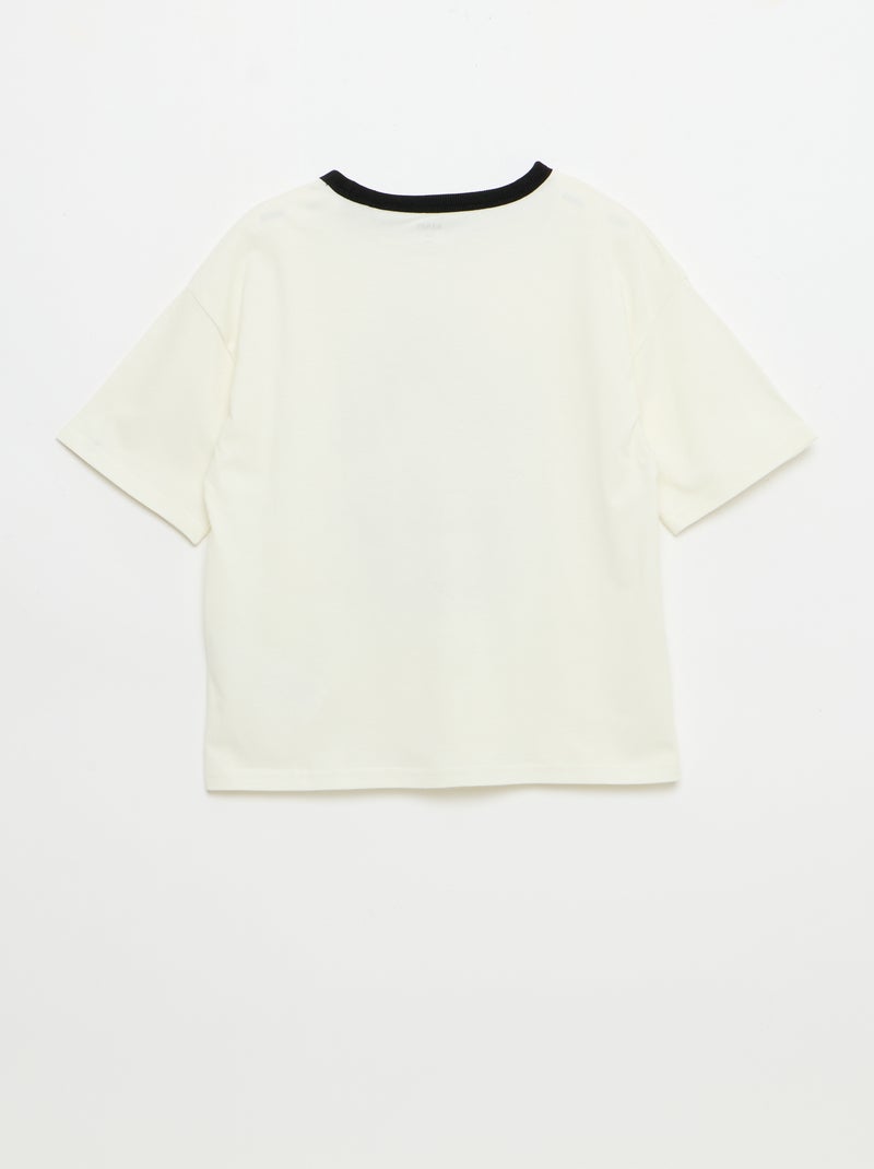 T-shirt imprimé fantaisie manches courtes avec biais contrastants Blanc - Kiabi
