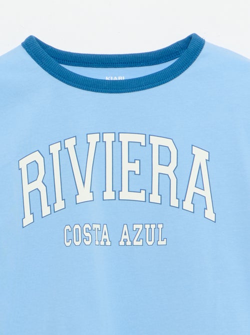 T-shirt imprimé fantaisie manches courtes avec biais contrastants - Kiabi