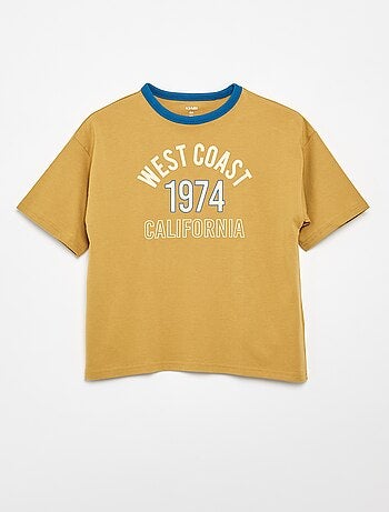T-shirt imprimé fantaisie manches courtes avec biais contrastants