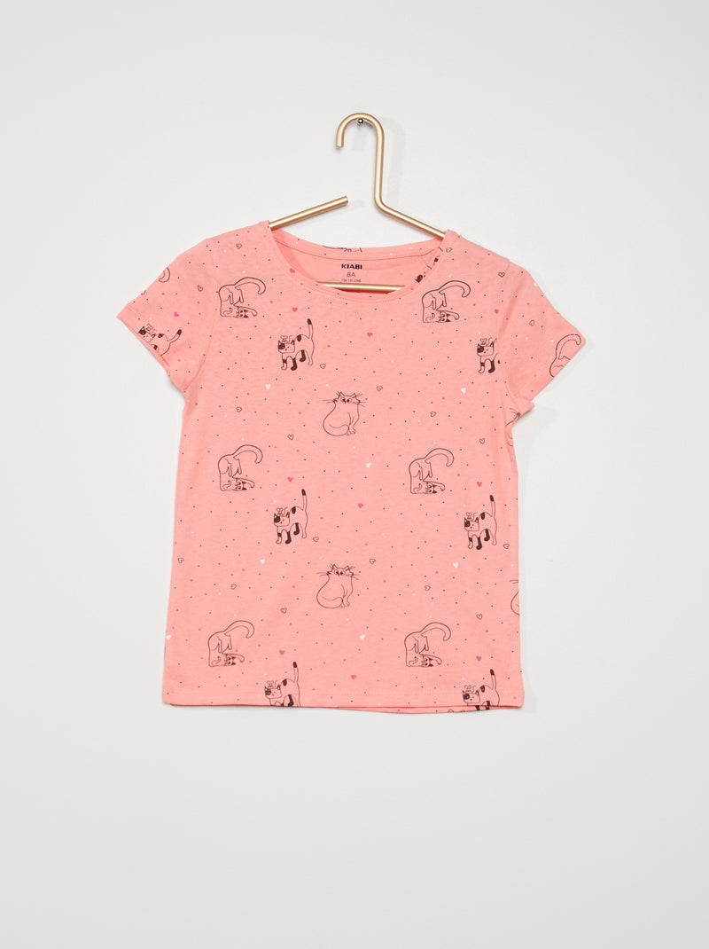 T-shirt imprimé fantaisie rose - Kiabi