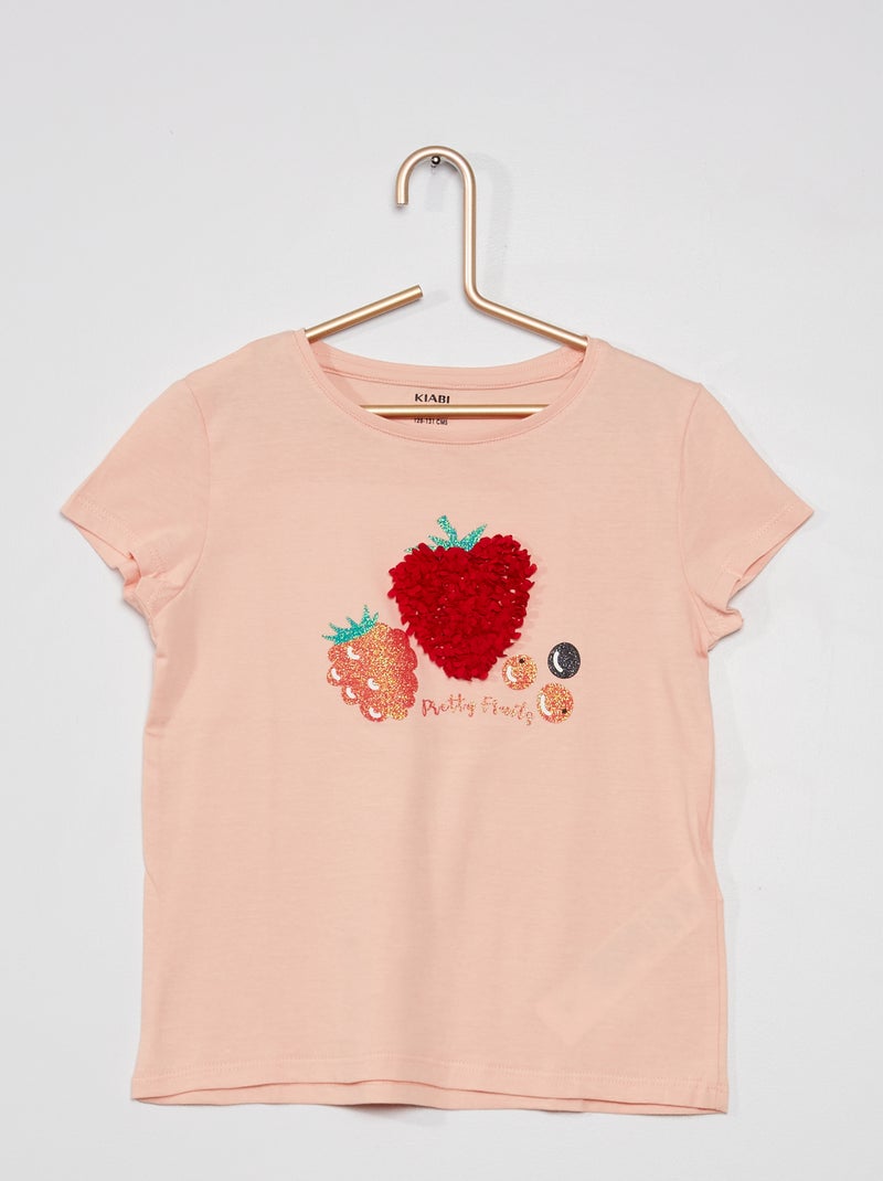 T-shirt imprimé fantaisie Rose - Kiabi