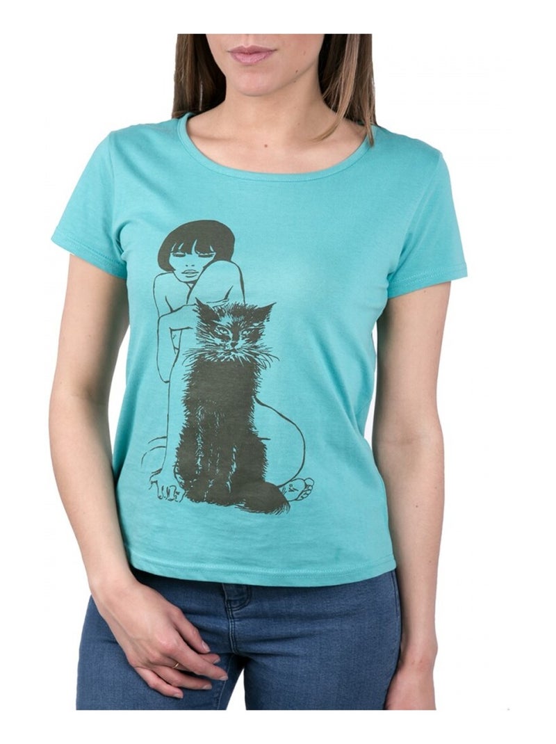 T shirt imprimé femme Valentina Bleu - Kiabi
